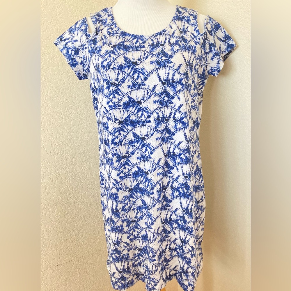 Summer dress loose fit cold shoulder MICHAEL Michael Kors Blue and White Dress